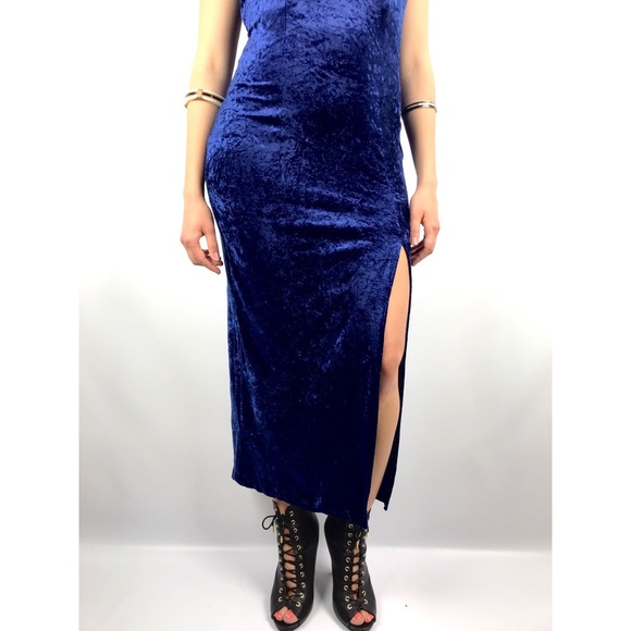 ❌SOLD❌ 1980s blue velvet dress ALL THAT JAZZ - Picture 5 of 8